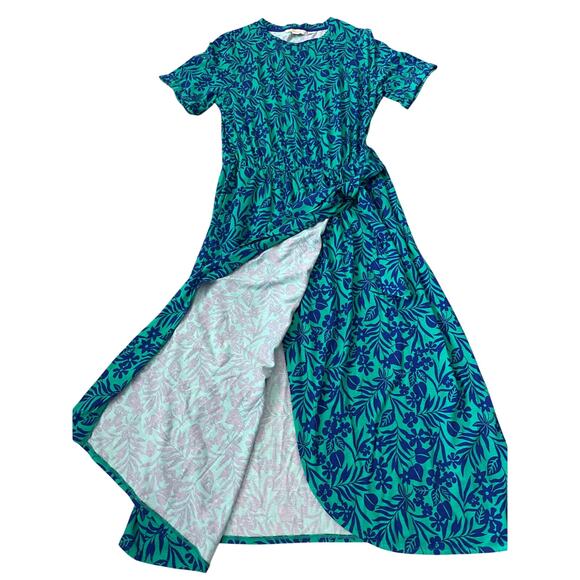 Boden Amanda Jersey Midi Dress Emerald Tropical Foliage Size 10 - Picture 7 of 11